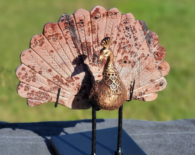 Pink Picture Jasper Crystal Peacock Wings