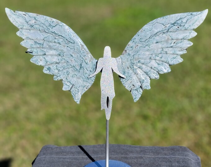 Moss Agate Crystal Angel/Fairy Wings