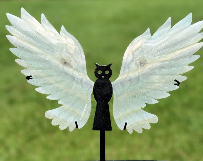 Pistachio Calcite Crystal Owl Wings