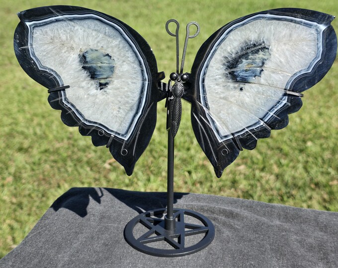 Black Agate Crystal Butterfly Wings