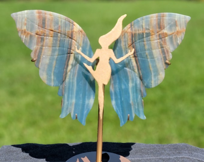 Blue Onyx Crystal Fairy Wings