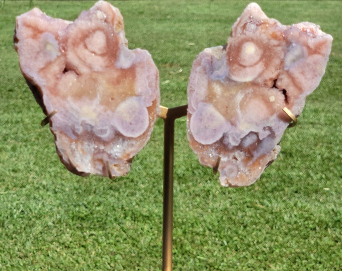 Druzy Pink Amethyst Raw Stone Crystal Butterfly Wings