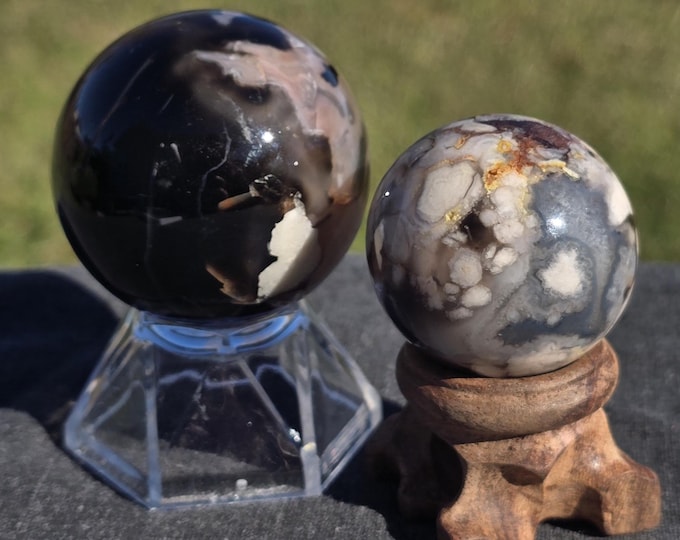 Black Flower Agate Crystal Sphere