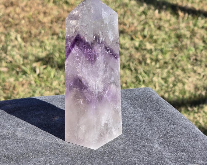 Phantom Amethyst in Clear Quartz Crystal Tower