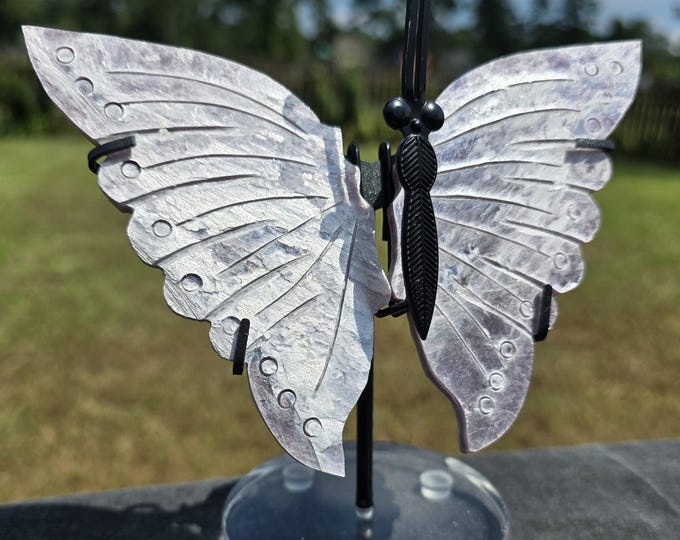 Purple Mica Lepidolite Crystal Butterfly Wings