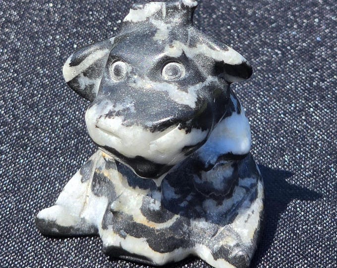 Zebra Jasper Crystal Cow Carving