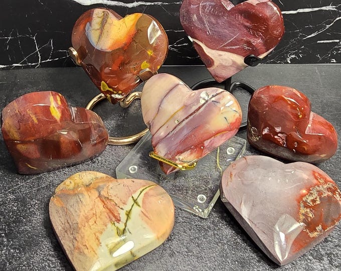 Mookaite Crystal Heart Carvings