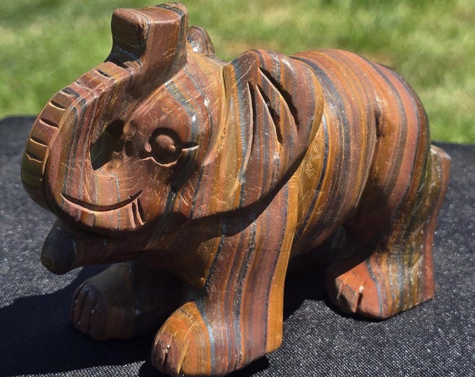 Tiger Iron Crystal Elephant Carving