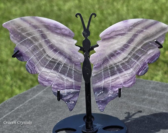 Purple Silk Fluorite Crystal Butterfly Wings
