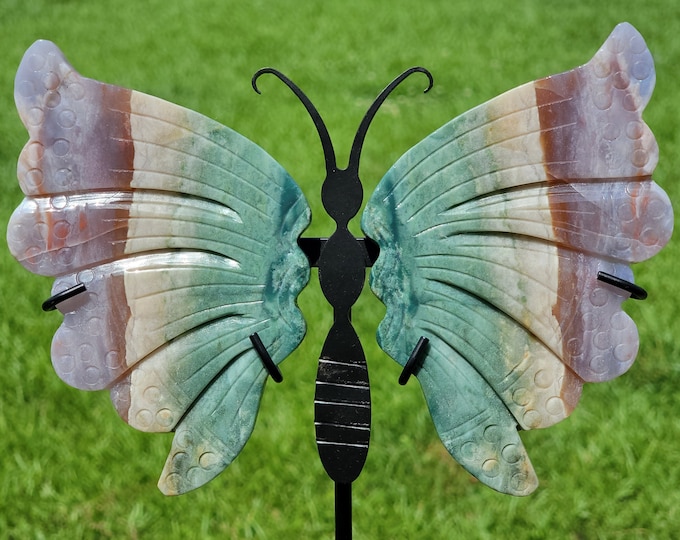 Ocean Jasper & Agate Crystal Butterfly Wings