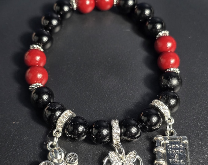 Obsidian & Cinnabar Custom Crystal Bracelet ~ Once Upon a Time