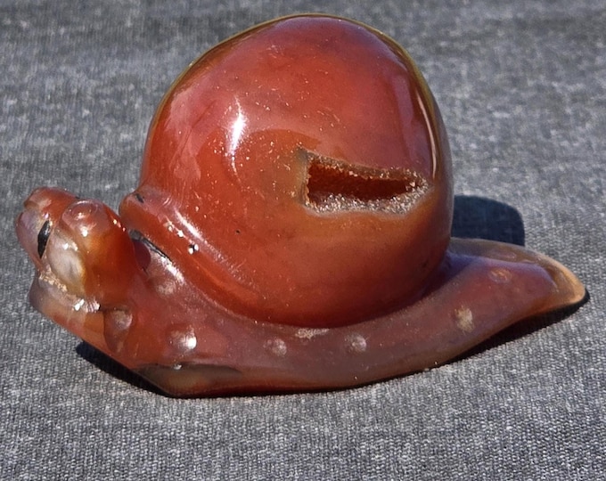 Carnelian Crystal Snail Carving