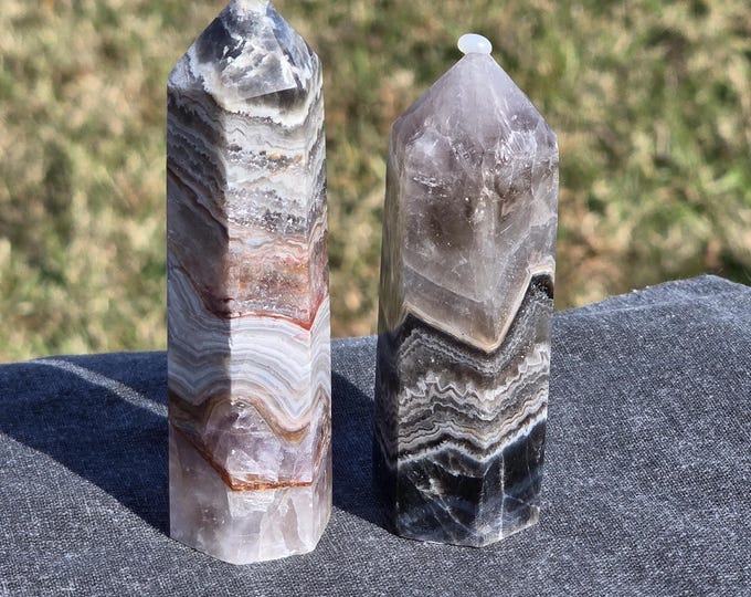 Smoky Amethyst Crazy Lace Agate Crystal Tower