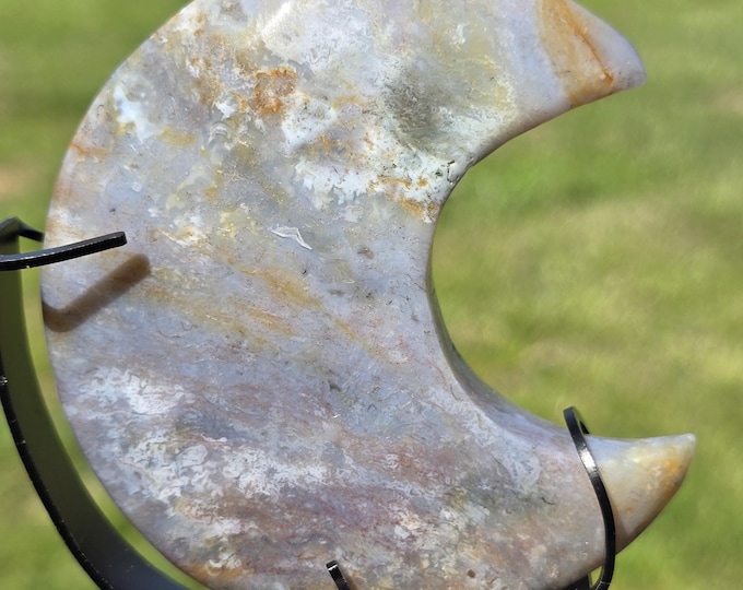 Moss Agate & Ocean Jasper Crystal Moon