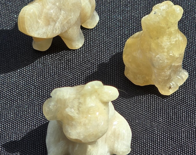 Mini Moonstone Crystal Carvings ~ Wolf, Elephant, Cow