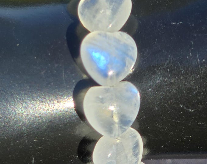 Blue Indian Moonstone Heart Shaped Beaded Crystal Bracelets