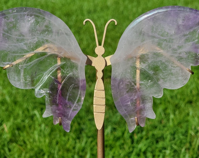 Clear Quartz with Amethyst Crystal Butterfly Wings