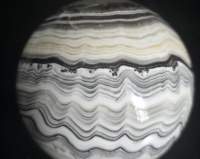Yellow Banded Zebra Calcite Crystal Sphere
