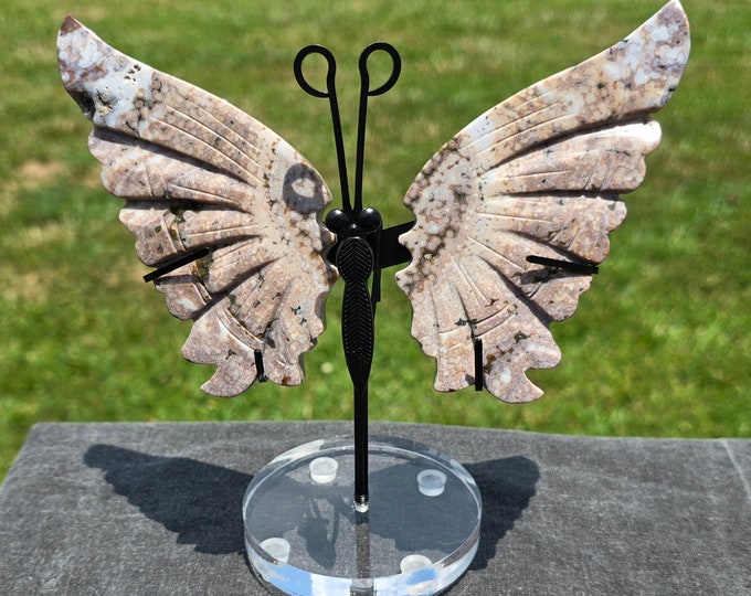 Orbicular Ocean Jasper Crystal Butterfly Wings