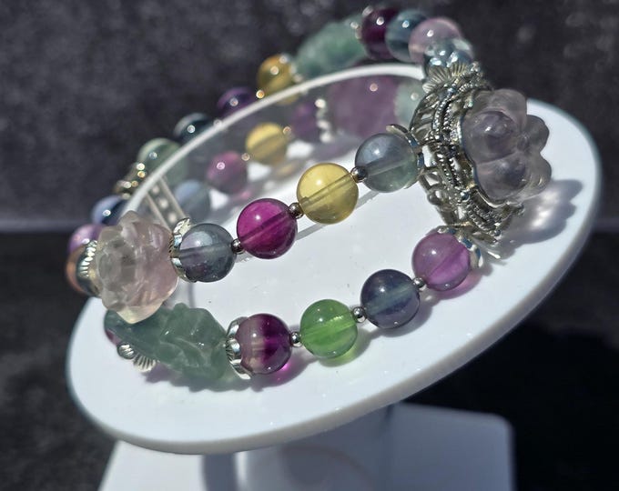 Fluorite Crystal Beaded Bracelet ~ Rainbow in Bloom