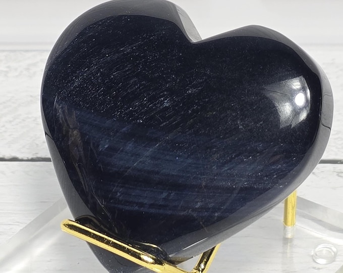 Blue Tiger's Eye aka Falcon's Eye Crystal Heart Carving