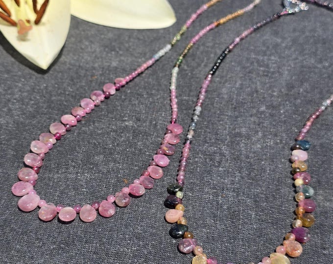 Rainbow and Pink Tourmaline Crystal Necklaces