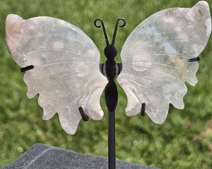 Mini Flower Agate Crystal Butterfly Wings