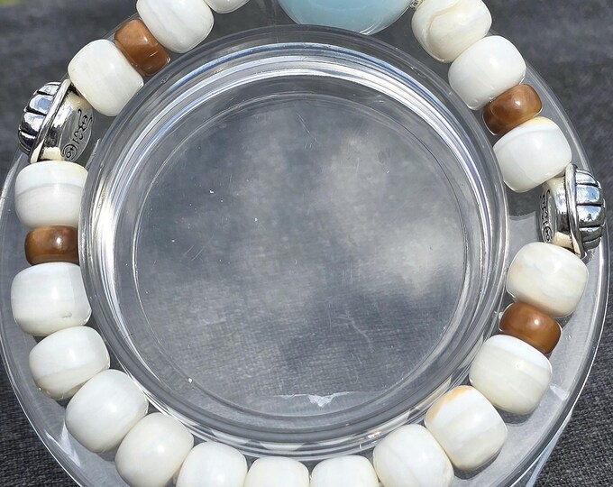 Ocean Breeze ~ Larimer, Spondylus Shell, Palm Tree Crystal Bracelet