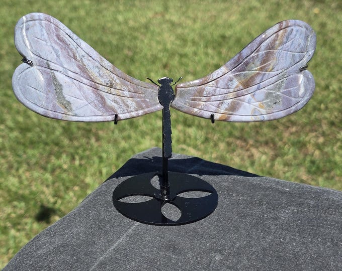 Purple Ocean Jasper Crystal Dragonfly Wings