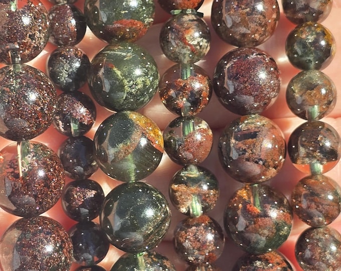Red & Green Phantom Quartz Crystal Beaded Bracelets