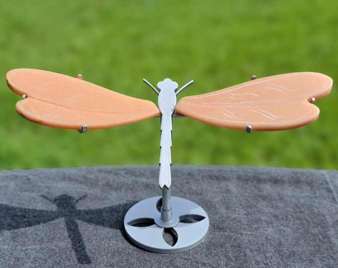 Peach Jade Crystal Dragonfly Wings
