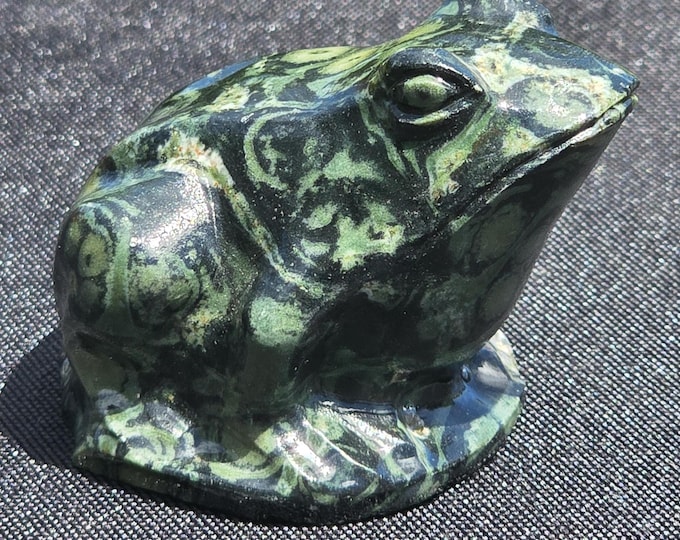 Kambaba Jasper Crystal Frog Carving