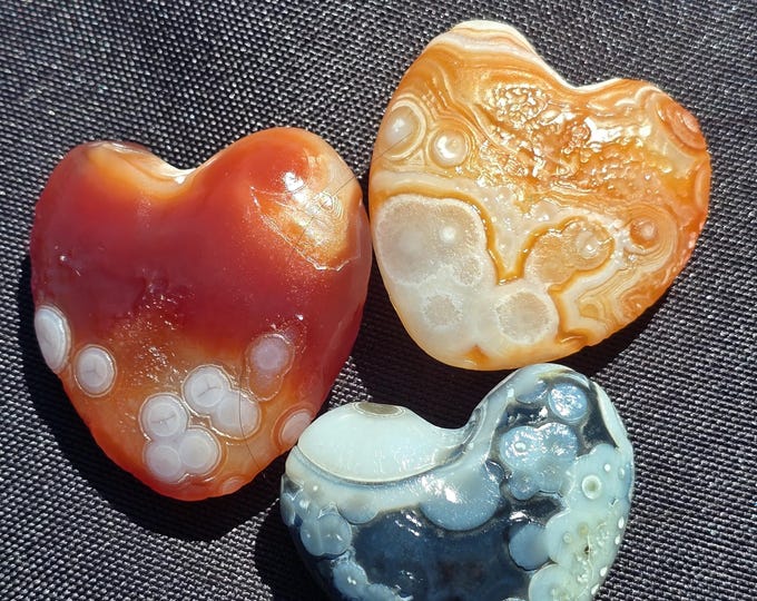Gobi Agate Crystal Heart Specimens