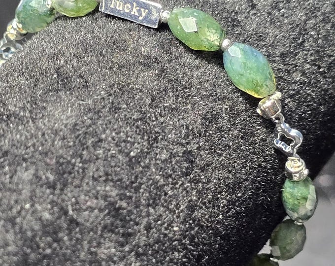 Moss Agate Custom Crystal Bracelet ~ Certified Lucky