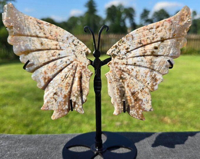 Orbicular Ocean Jasper Crystal Butterfly Wings