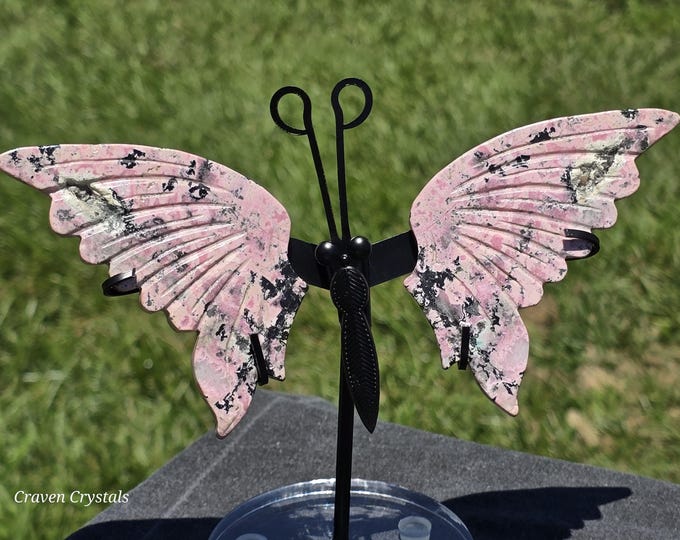 Pink Peruvian Rhodonite Crystal Butterfly Wings