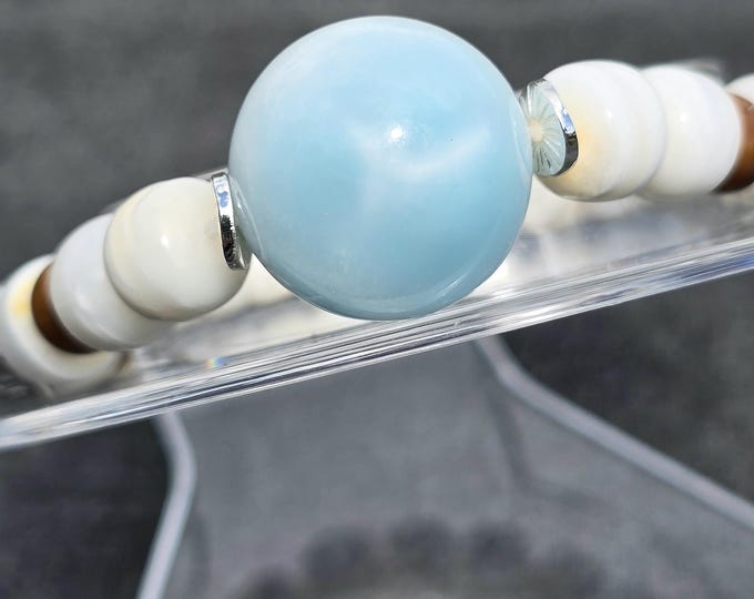Ocean Breeze ~ Larimer, Spondylus Shell, Palm Tree Crystal Bracelet