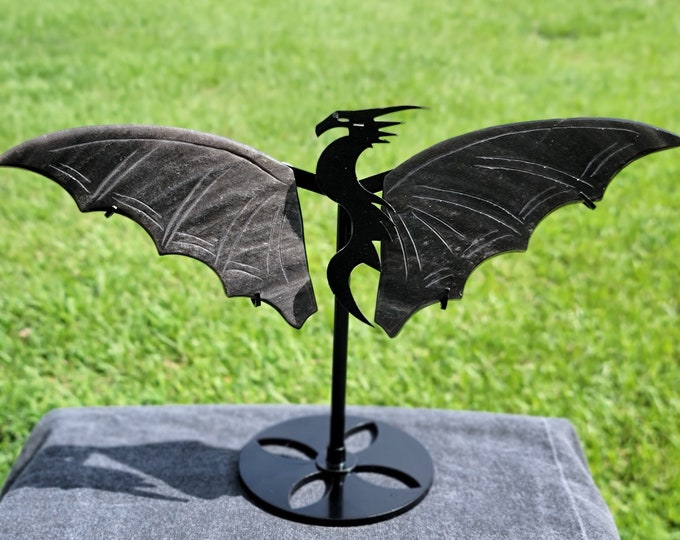 Silver Obsidian Crystal Dragon Wings