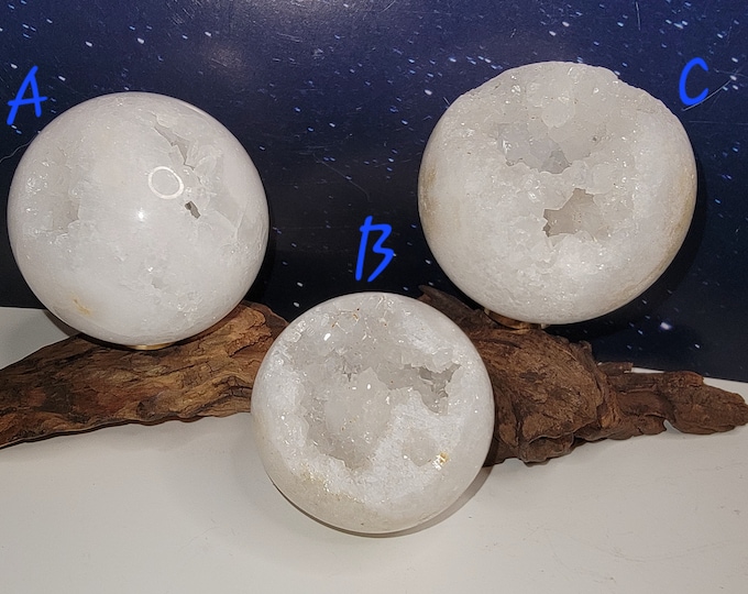 Drusy White Agate Sphere