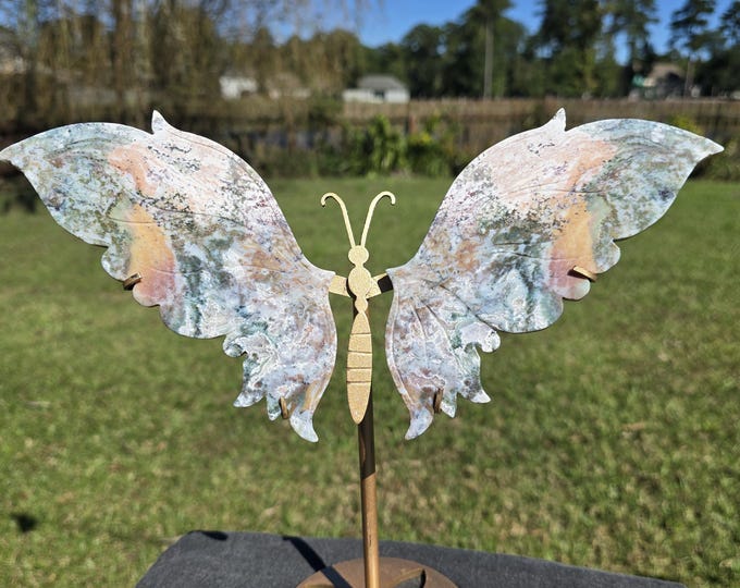 Colorful Ocean Jasper Crystal Butterfly Wings