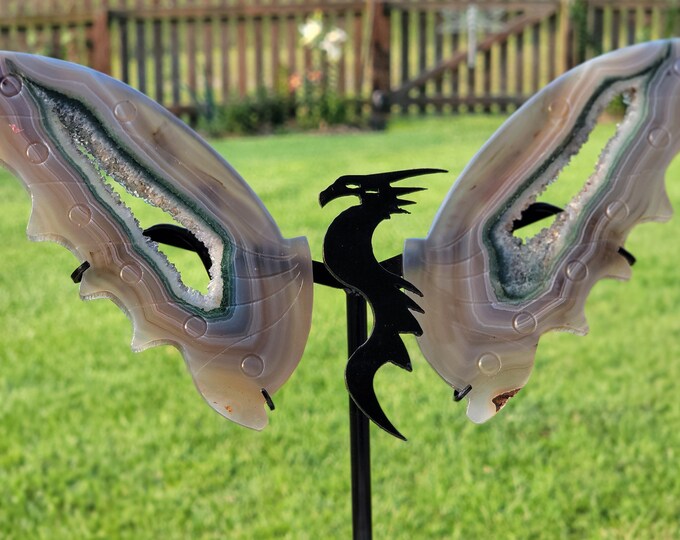 Drusy Agate Crystal Dragon Wings