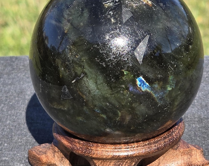 Black Labradorite Crystal Sphere
