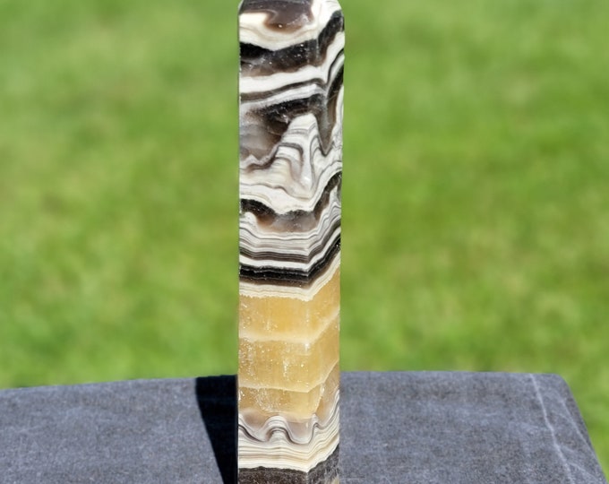 Yellow Banded Calcite Crystal Tower
