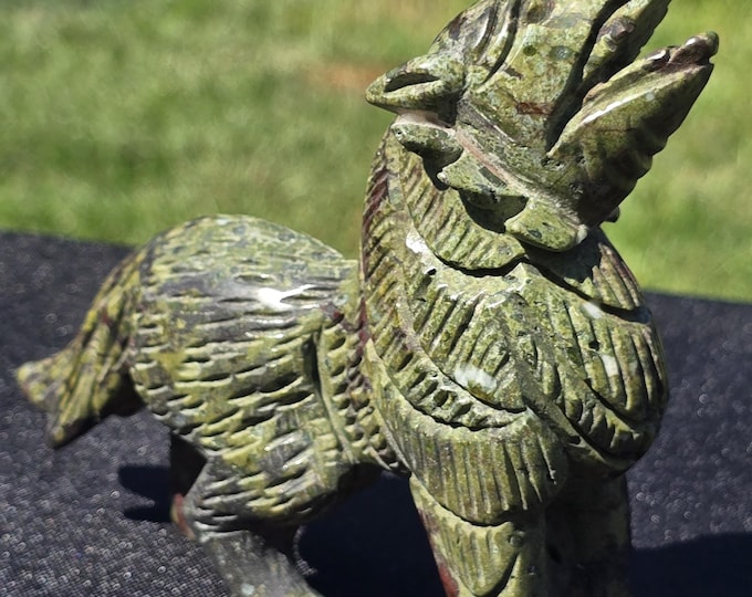 Dragons Blood Jasper Crystal Wolf Carving