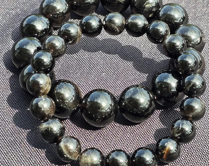 Morion Smoky Quartz Crystal Beaded Bracelet