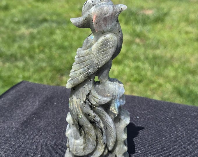 Labradorite Crystal Phoenix Carving
