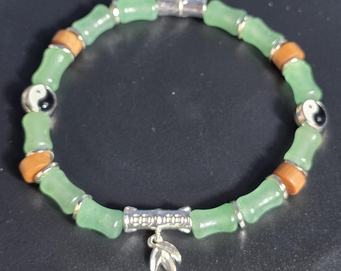 Green Aventurine & Palm Tree Custom Crystal Bracelet ~ Bamboo Harmony