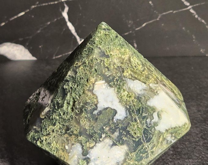 Moss Agate Crystal Brilliant Cut Diamond