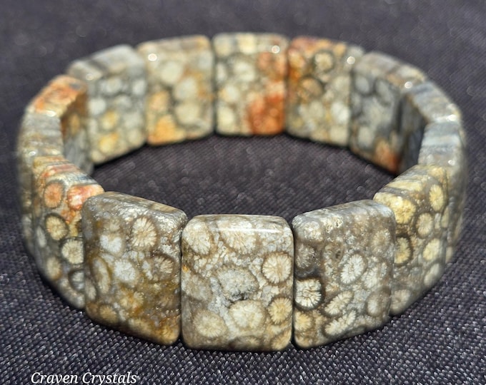 Coral Jasper Crystal Soft Bangle Bracelet