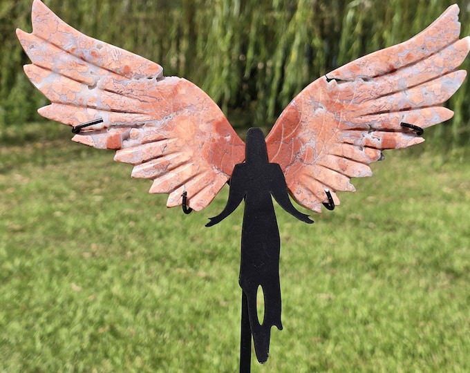 Pink Agate Crystal Angel Fairy Wings